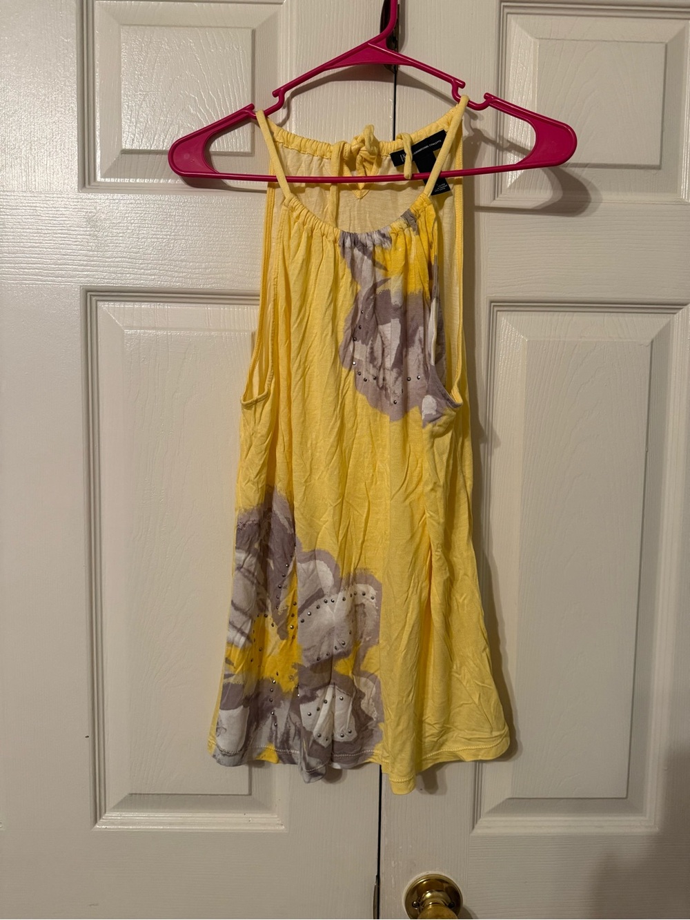 INC International Concepts Yellow Floral Halter Tank Top
